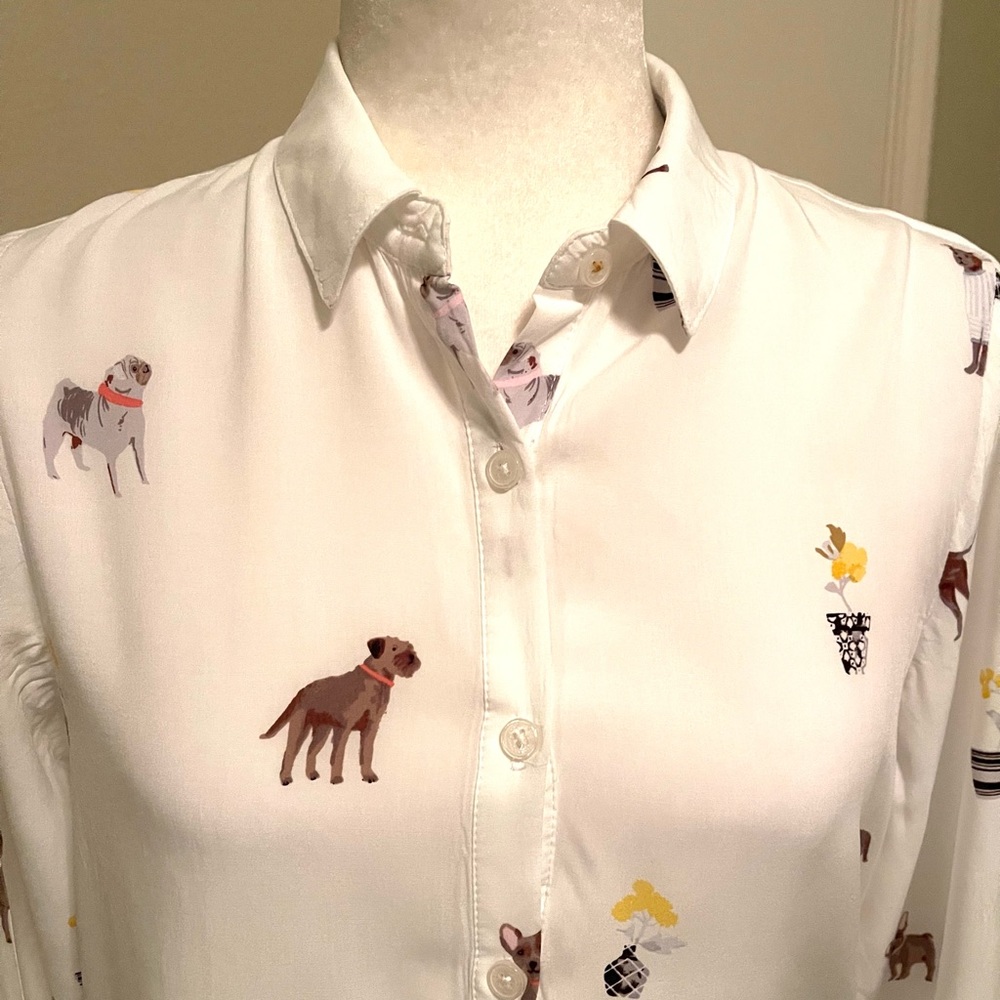 Cream Dog Print Blouse by Joules